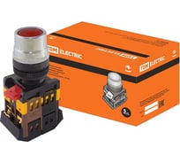 Кнопка TDM ELECTRIC ABLF-22 красный, d22мм, неон/230В, 1з+1р SQ0704-0001