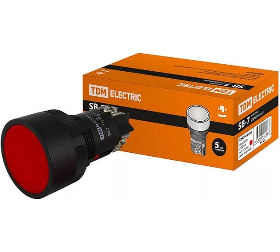 Кнопка TDM SВ-7 Стоп, красная, 1р, d22мм/230В SQ0704-0025