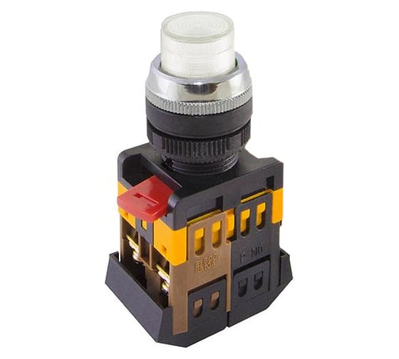 Кнопка TDM ABLFP-22 белый, d22мм, неон/230В, 1з+1р SQ0704-0030