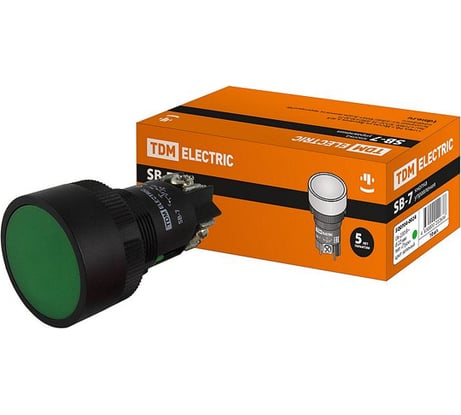 Кнопка TDM ELECTRIC SВ-7 Пуск, зеленая, 1з, d22мм/230В SQ0704-0024