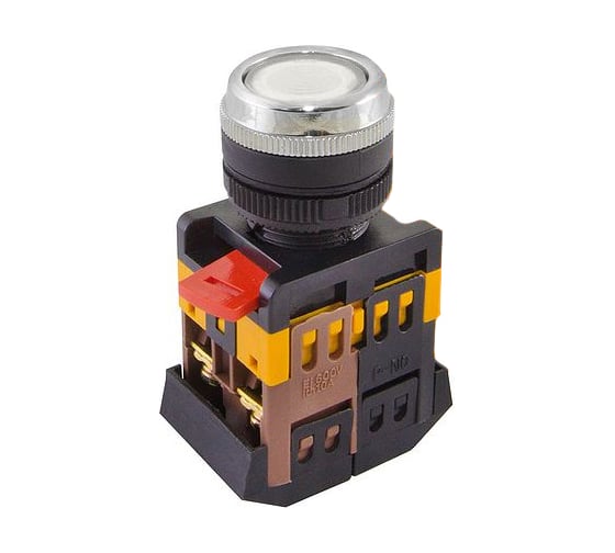 Кнопка TDM ABLFS-22 белый, d22мм, неон/230В, 1з+1р SQ0704-0012