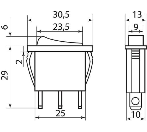 Клавишный переключатель TDM YL-202-03, черный корпус, красная клавиша, 2 положения, 1з SQ0703-0025