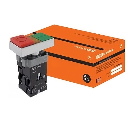 Кнопка TDM BW8465, I-O, сдвоенная, с подсветкой, 1з 1р SQ0704-0057 1