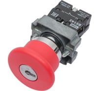 Кнопка TDM ELECTRIC BS142, Грибок, с ключом, красный, d22мм, 230В, 1р SQ0704-0023