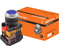 Кнопка TDM ABLFS-22, синий, d22мм, неон/230В, 1з 1р SQ0704-0011
