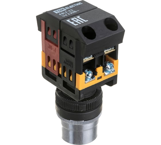 Кнопка TDM ABLF-22, белый, d22мм, неон/230В, 1з 1р SQ0704-0028