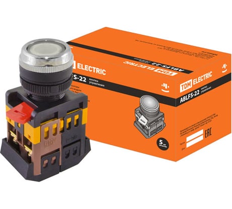 Кнопка TDM ELECTRIC ABLFS-22, прозрачная, d22мм, неон/230В, 1з 1р SQ0704-0033