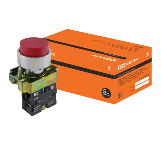Кнопка TDM BL42, без подсветки, красный, 1р SQ0704-0049 1