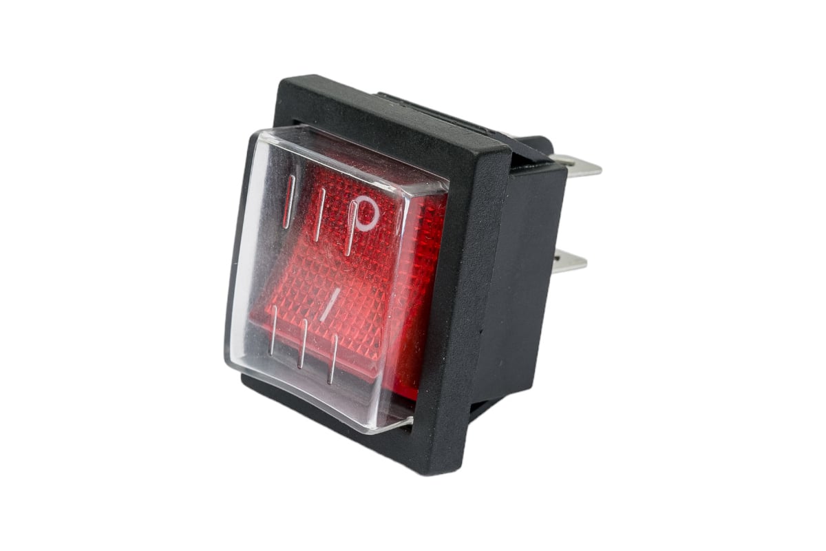 Клавишный переключатель TDM YL-208-01, черный корпус, красная клавиша ...