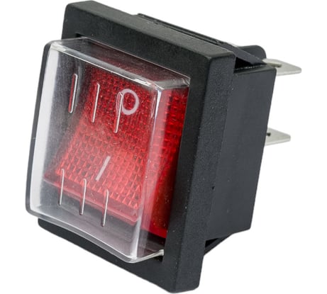 Клавишный переключатель TDM ELECTRIC YL-208-01, черный корпус, красная клавиша, влагозащищенный, 2з SQ0703-0018