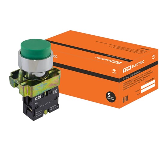 Кнопка TDM BL31, без подсветки, зеленый, 1з SQ0704-0048 1