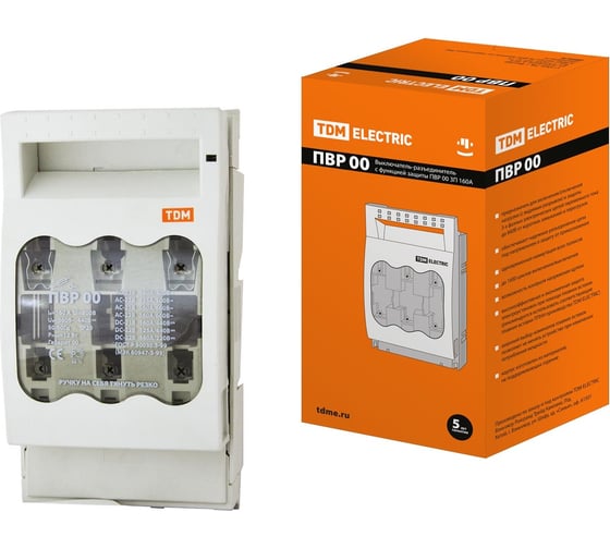 Выключатель-разъединитель TDM ELECTRIC с функцией защиты ПВР 00 3П 160A SQ0726-0001 1