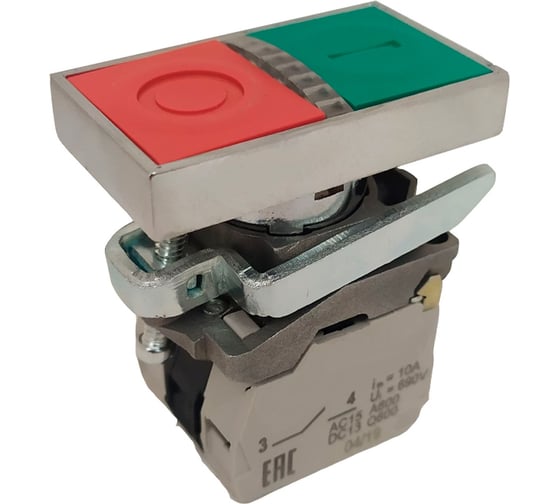 Кнопка КЭАЗ КМЕ9111мЛ-220В-зел-красн-1но+1нз-двойная-индикатор-IP40 309597 1