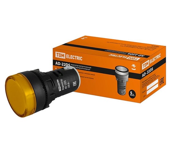 Лампа TDM AD-22DS, LED матрица, d22мм, желтый, 230В, SQ0702-0003 1