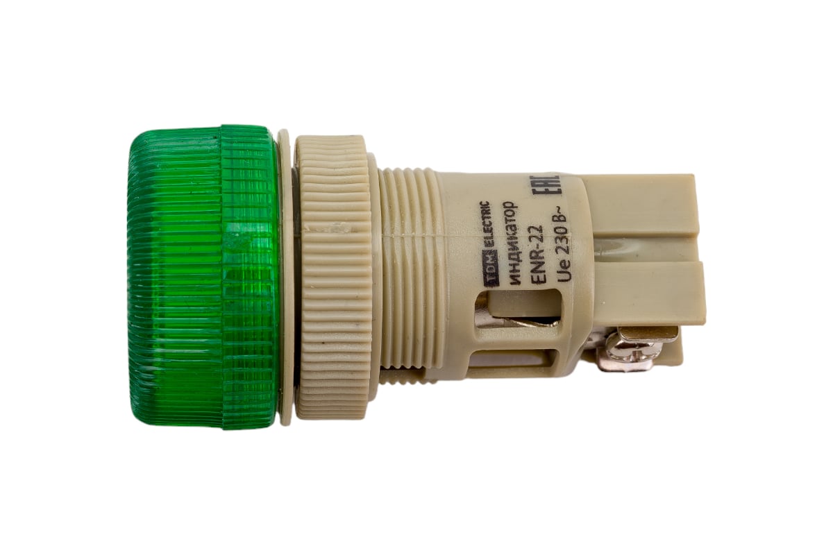 Сигнальная лампа TDM ENR-22 d22мм, зеленый, неон/230В, цилиндр, SQ0702 ...