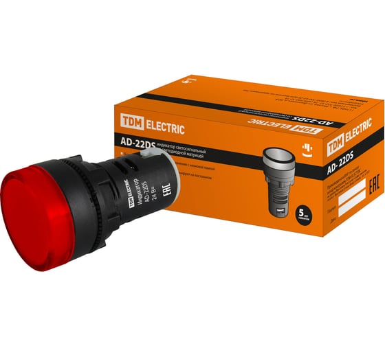 Лампа TDM AD-22DS LED матрица d22мм красный 24В AC/DC SQ0702-0006