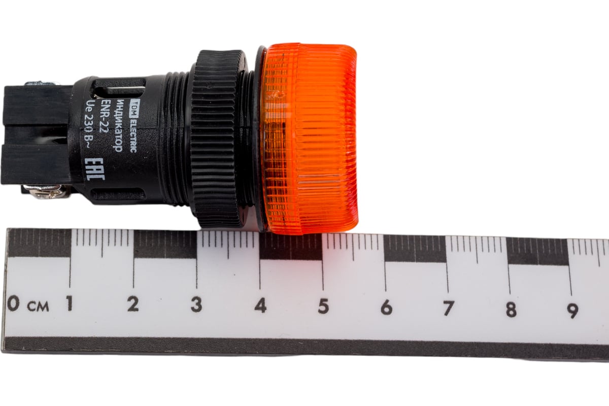 Сигнальная неоновая лампа TDM ENR-22 d22мм желтый 230В цилиндр SQ0702 ...