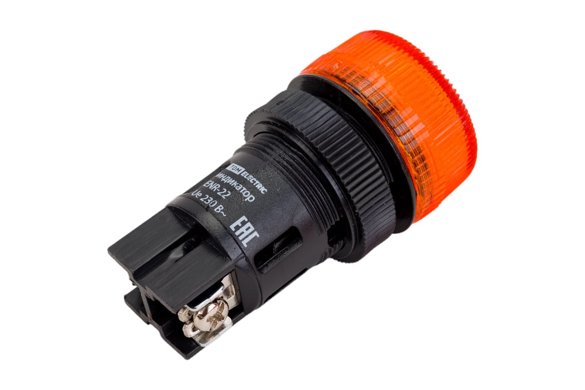 Сигнальная неоновая лампа TDM ENR-22 d22мм желтый 230В цилиндр SQ0702 ...