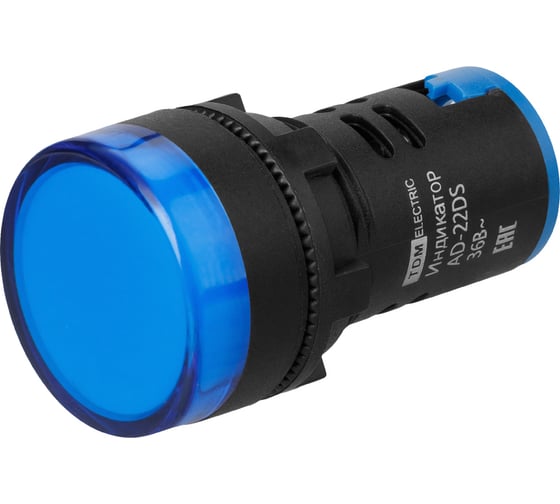 Лампа TDM ELECTRIC AD-22DS LED матрица d22мм синий 36В AC/DC SQ0702-0027