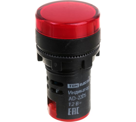 Лампа TDM AD-22DS LED матрица d22мм красный 12В AC/DC SQ0702-0016