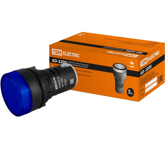 Лампа TDM ELECTRIC AD-22DS матрица, d22мм, синий, 110В, AC/DC SQ0702-0032