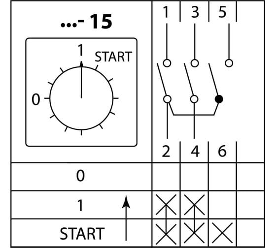 Переключатель КПУ11-10/15 TDM ELECTRIC 0-1-Start SQ0715-0078