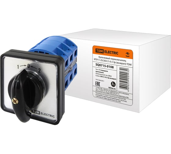 Переключатель TDM ELECTRIC КПУ11-25/203 1-0-2, 3р SQ0715-0108