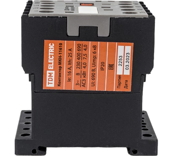 Контактор TDM ELECTRIC МКН-11610 16А, 230В, 1НО SQ0736-0007