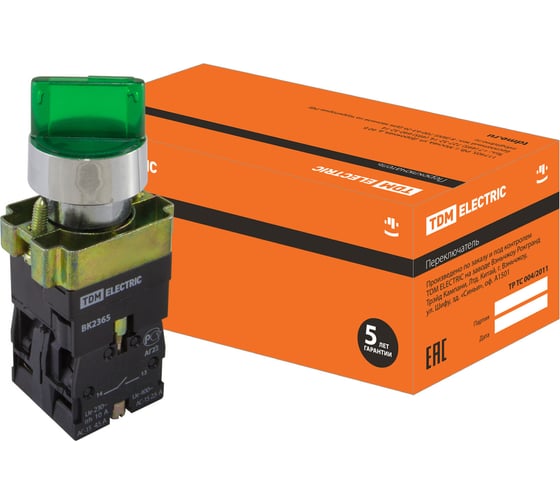 Переключатель TDM BK 2365, 2 положения, зеленый, 1з+1р SQ0703-0014 1