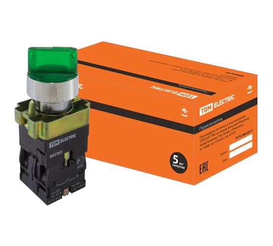 Переключатель TDM BK 2365, 2 положения, зеленый, 1з+1р SQ0703-0014