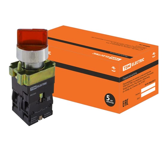 Переключатель TDM BK 2465, 2 положения, красный, 1з+1р 10 шт SQ0703-0015
