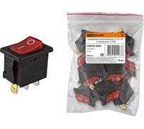 Клавишный переключатель TDM YL-211-02, черный корпус, красная клавиша, 2 положения, 1з SQ0703-0020