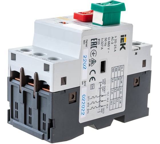 Автоматический выключатель защиты двигателя IEK ПРК 32-25 In25А Ir20-25А Ue 660В ИЭК DMS11-025
