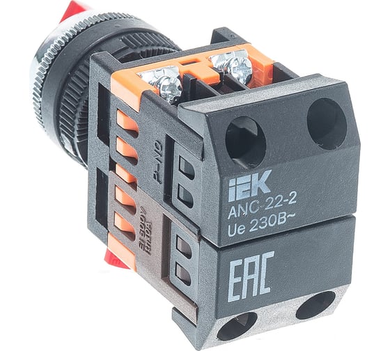 Переключатель IEK ANC-22-2 на 2 фиксированных положения, красный 1з+1р ИЭК BSW10-ANC-2-K04