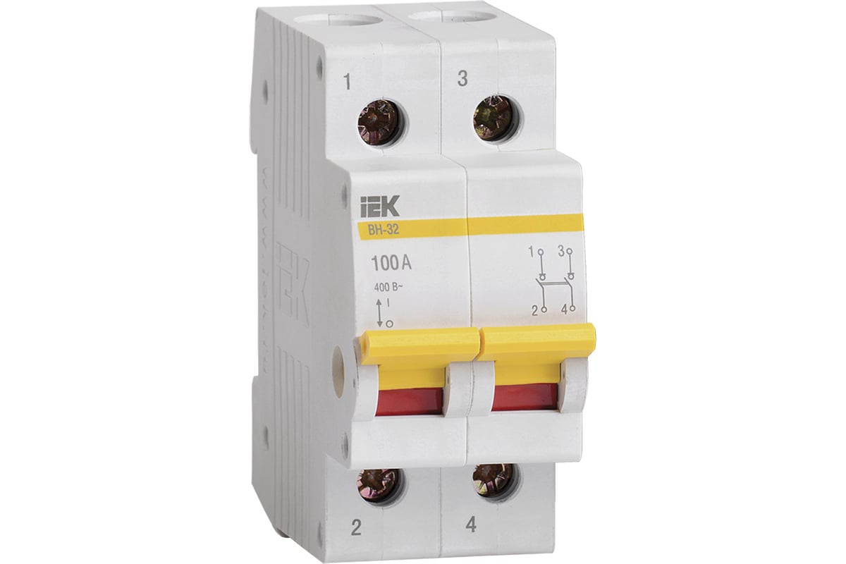 Выключатель нагрузки IEK, ВН-32, 100А/2П, ИЭК MNV10-2-100 - выгодная ...