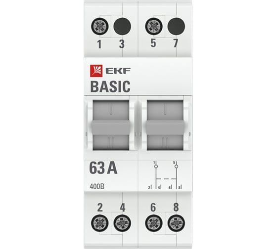 Трехпозиционный переключатель EKF 2P 63А Basic tps-2-63