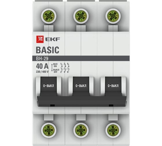 Выключатель нагрузки EKF, 3P, 40А, ВН-29, Basic SL29-3-40-bas