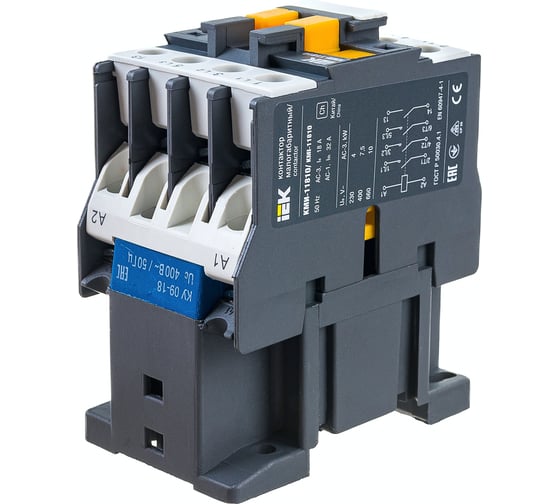 Контактор IEK КМИ-11810, 18А, 400В, 1НО, ИЭК, KKM11-018-400-10