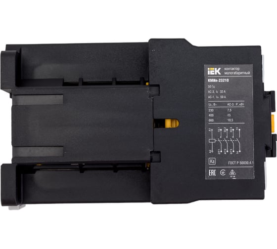 Контактор IEK КМИп-23210, 32А, 220В/АС3, 1НО, ИЭК, KMD21-032-220-10