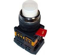 Кнопка IEK ABLFP-22 белая, неон, 1з+1р, ИЭК BBT20-ABLFP-K01