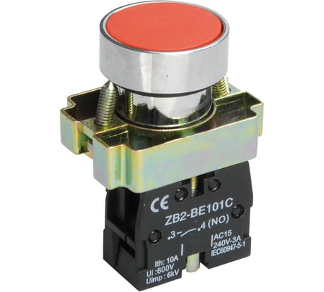 Кнопка управления IEK, LAY5-BA41, без подсветки, красная BBT60-BA-K04