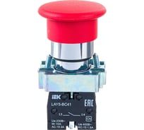 Кнопка управления IEK, LAY5-BC41, Грибок, без подсветки, 1з, ИЭК, красная BBG70-BC-K04