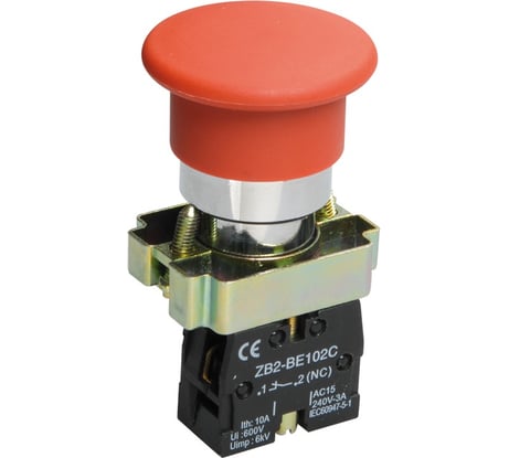 Кнопка управления IEK, LAY5-BC42, Грибок, без подсветки, 1р, ИЭК, красная BBG71-BC-K04