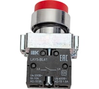 Кнопка управления IEK, LAY5-BL41, без подсветки, 1з, ИЭК, красная BBT70-BL-K05
