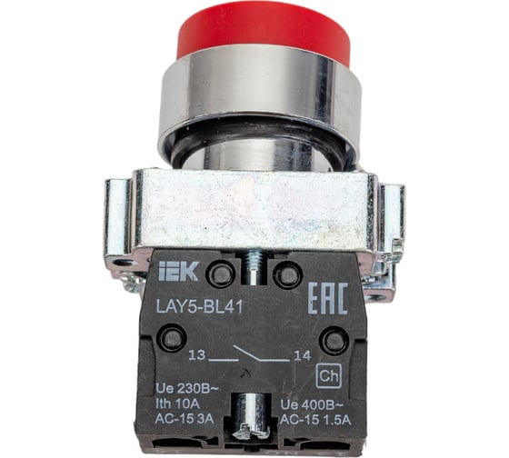 Кнопка управления IEK, LAY5-BL41, без подсветки, 1з, ИЭК, красная BBT70-BL-K05 1