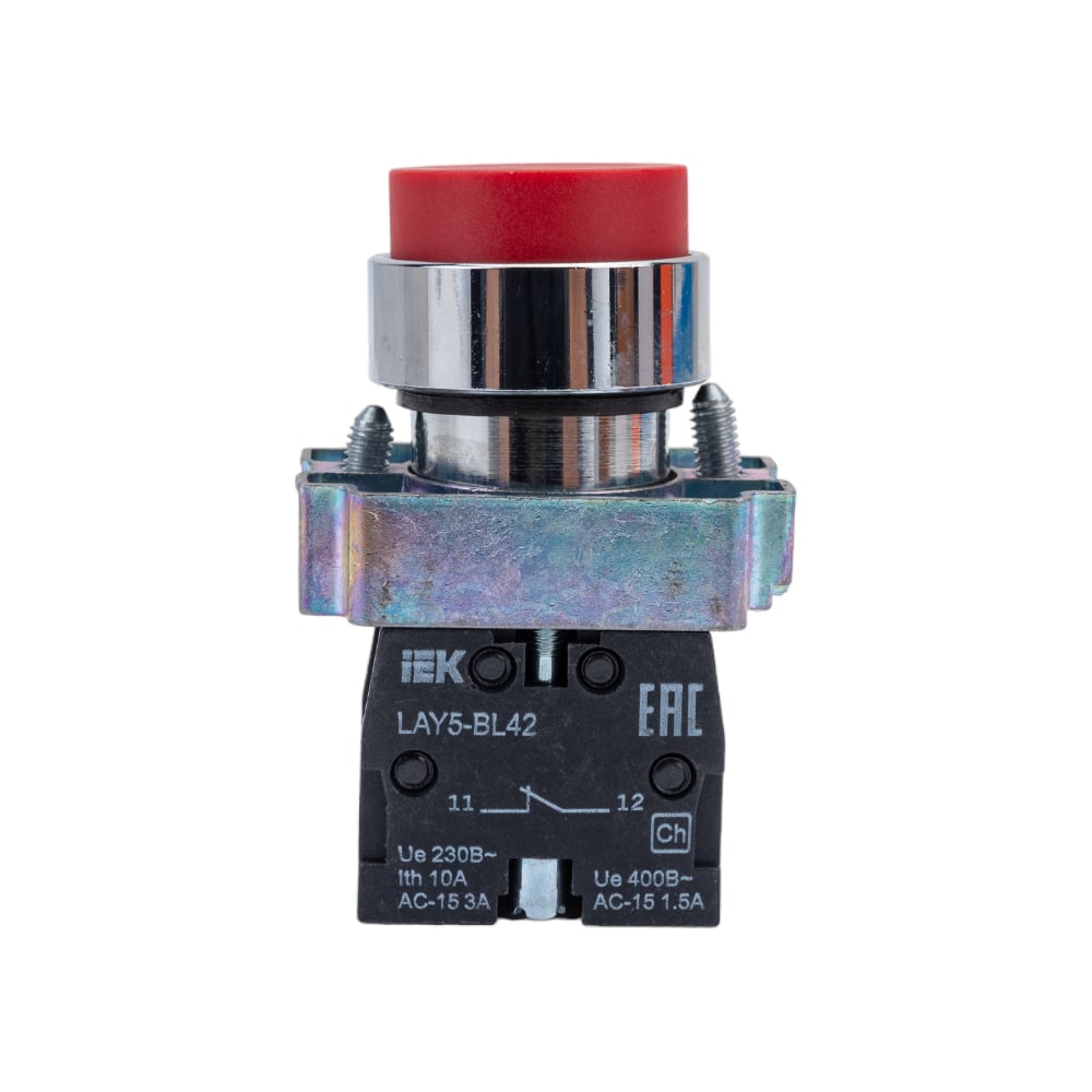 Кнопка управления IEK LAY5-BL42 без подсветки, красная, 1р, ИЭК BBT71 ...