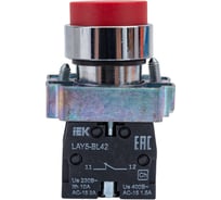Кнопка управления IEK LAY5-BL42 без подсветки, красная, 1р, ИЭК BBT71-BL-K04