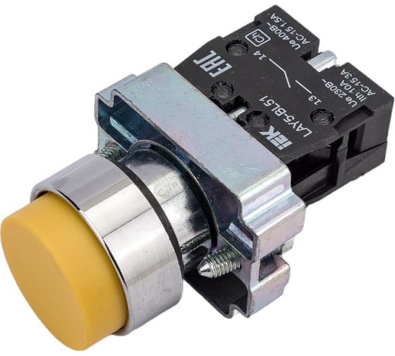 Кнопка управления IEK, LAY5-BL51, без подсветки, 1з, ИЭК, желтая BBT71-BL-K05 1