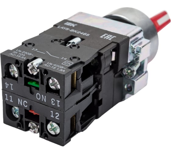 Переключатель IEK LAY5-BK2465 2 положения, красный, ИЭК BSW90-BK-2-K04