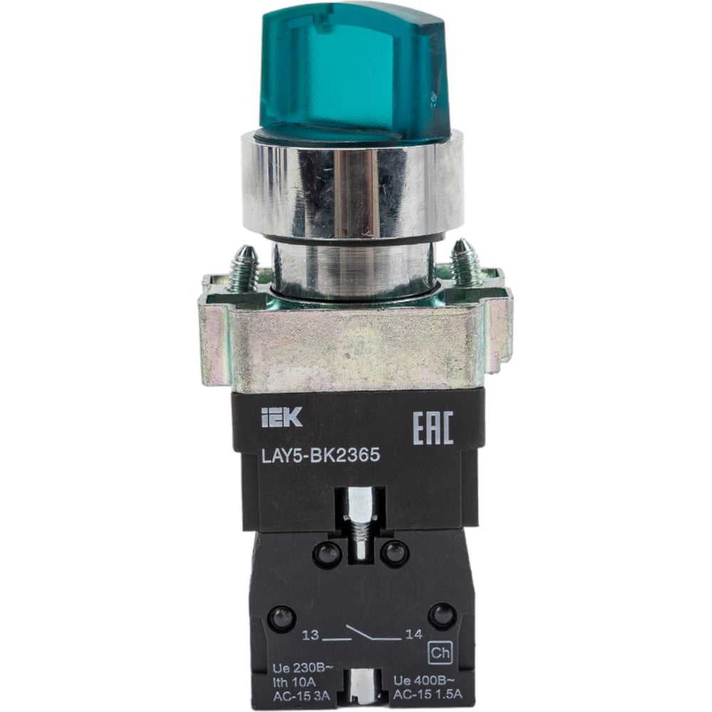 Переключатель IEK LAY5-BK2365 2 положения, зеленый, ИЭК BSW90-BK-2-K06 ...